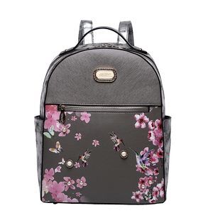 Blossom Symphony Women's Backpack - Elegant Floral and Hummingbird Design😃